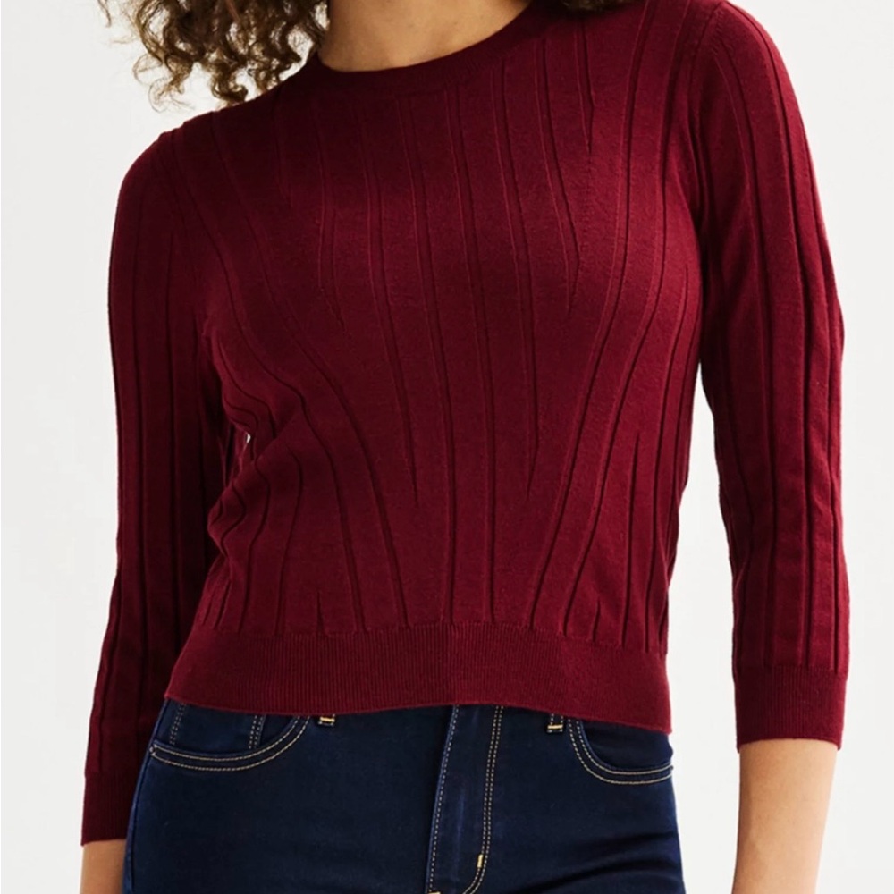 NWT Medium RACHEL Rachel Roy Crew Neck Sweater in Cabernet Red